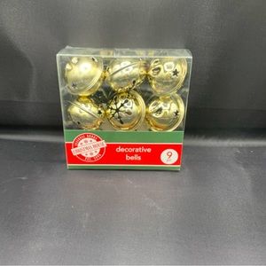 Christmas Metal Craft Decorative Jingle Bells Lg 1.59" Silver Gold 9 Pack NEW